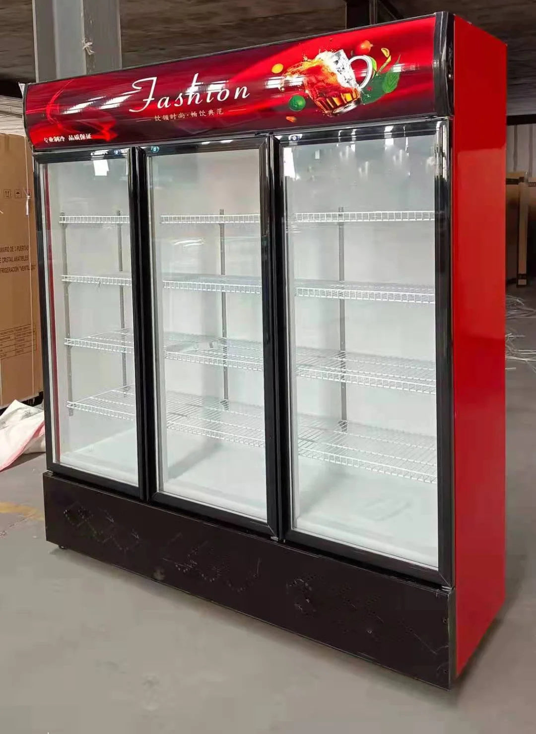 Commercial Single-Temperature Display Refrigerator, Glass Door Beverage Cooler for Drinks & Beverages with Adjustable Shelves