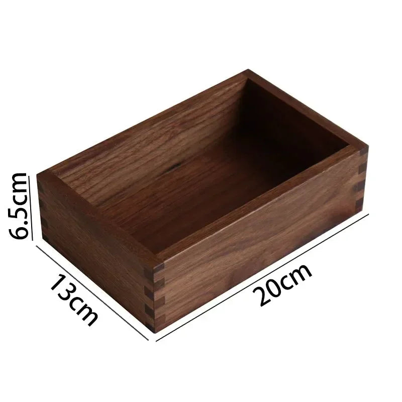 Black Walnut Wood Storage Box Hand Carved Bedroom Jewelry Organizer Modern Desktop Cosmetic Container European Home Decoration