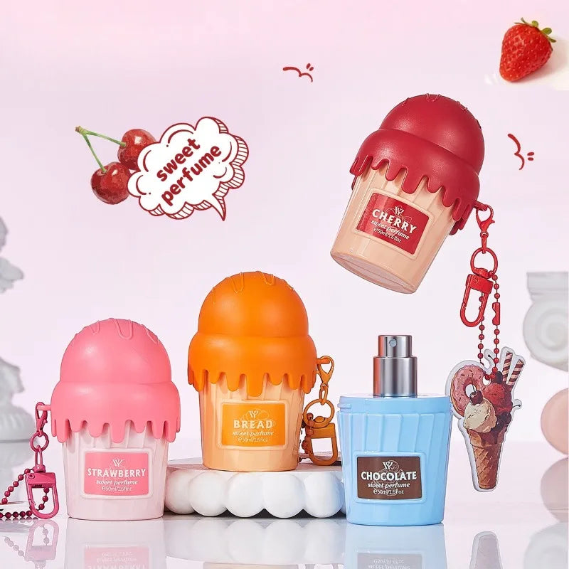 50ml Ice Cream Shaped Women Perfume Long Lasting Gourmand Fragrance Sweet Elegant Body Mist Cute Dessert Inspired Strawberry