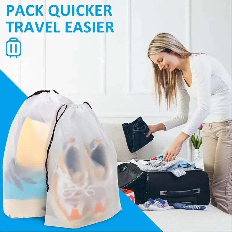 5/10PCS Portable Shoe Storage Drawstring Storage Bag for Sundries Travel Makeup Bag Waterproof Transparent Plastic Storage Bag