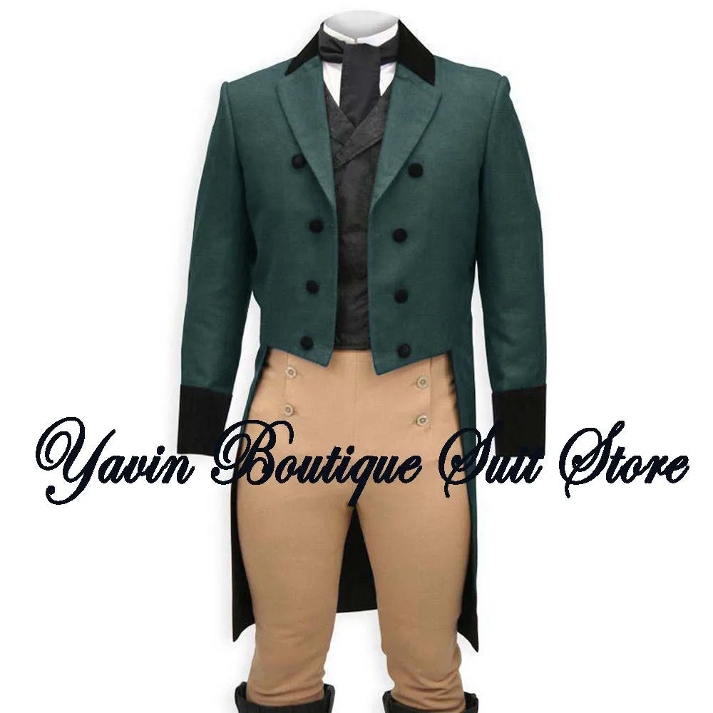 Men's 3 Piece Suit Swallow Tailed Coat Slim Fit One Breasted Tailcoat for Wedding Prom Dinner Party Blazer Pants Set