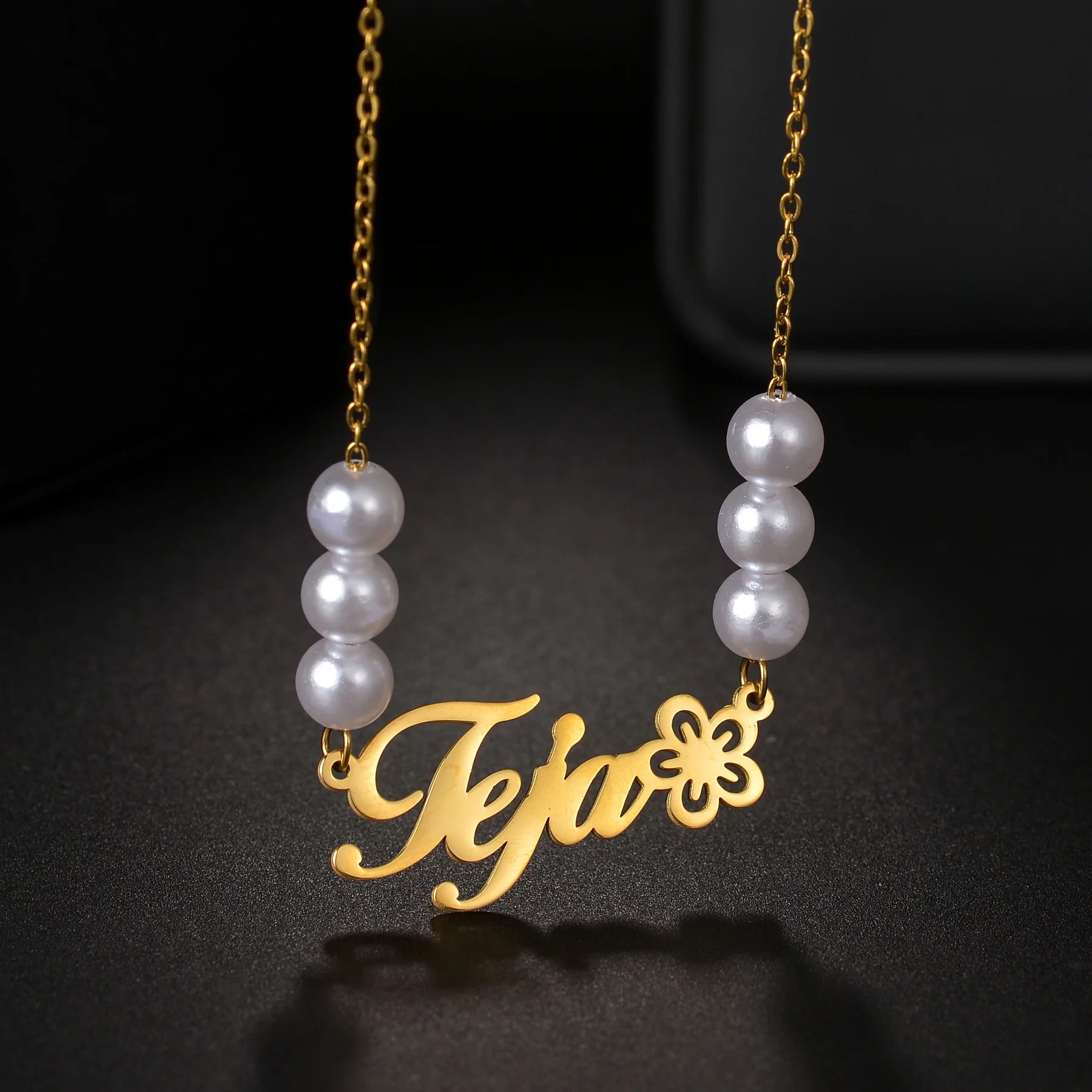 Atoztide Personalized Custom Name Necklaces for Women Stainless Steel Wave Chain Collares Pendant Mother Kids Jewelry Gift