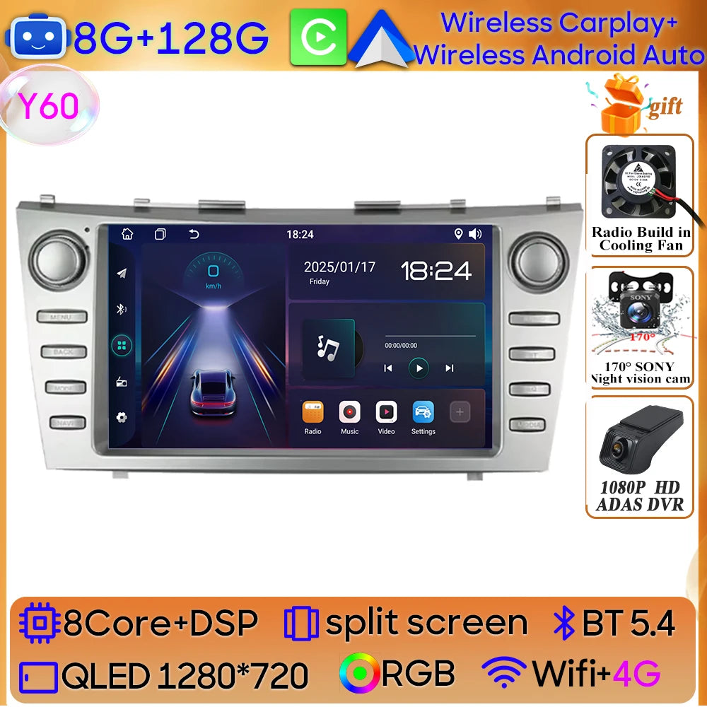 Android 15 For Toyota Camry XV40 Aurion 2007 - 2011 DSP Carplay Head Unit Multimedia Player GPS Navigation Stereo Car Radio WIFI