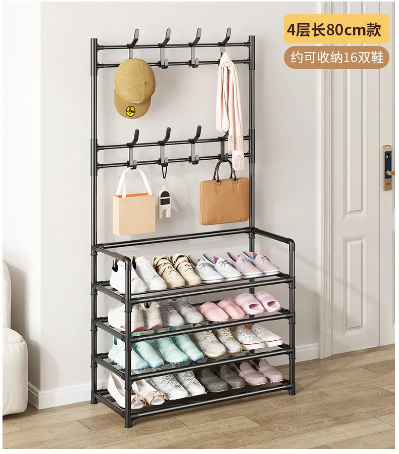 Multi-layer Door-mounted Shoe Hat Rack - Simple Assembly Household Integrated Multi-functional Storage Cabinet for Home Use