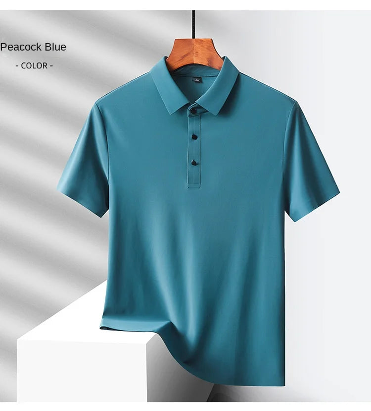 Selected popular nylon fabric, dad's summer clothing, middle-aged men's short sleeved T-shirt, summer ice silk quick drying, mid