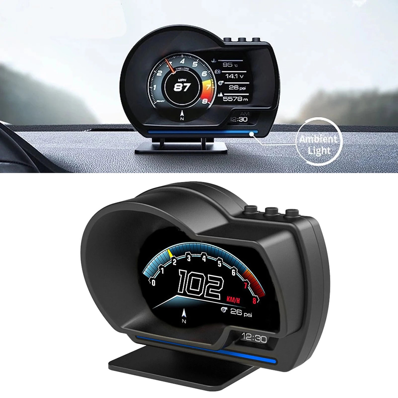 Car HUD Head up Display OBD2 GPS Smart Gauge Speedometer Turbo RPM Alarm for Truck - Automotive Advanced Driver Assistance Syste