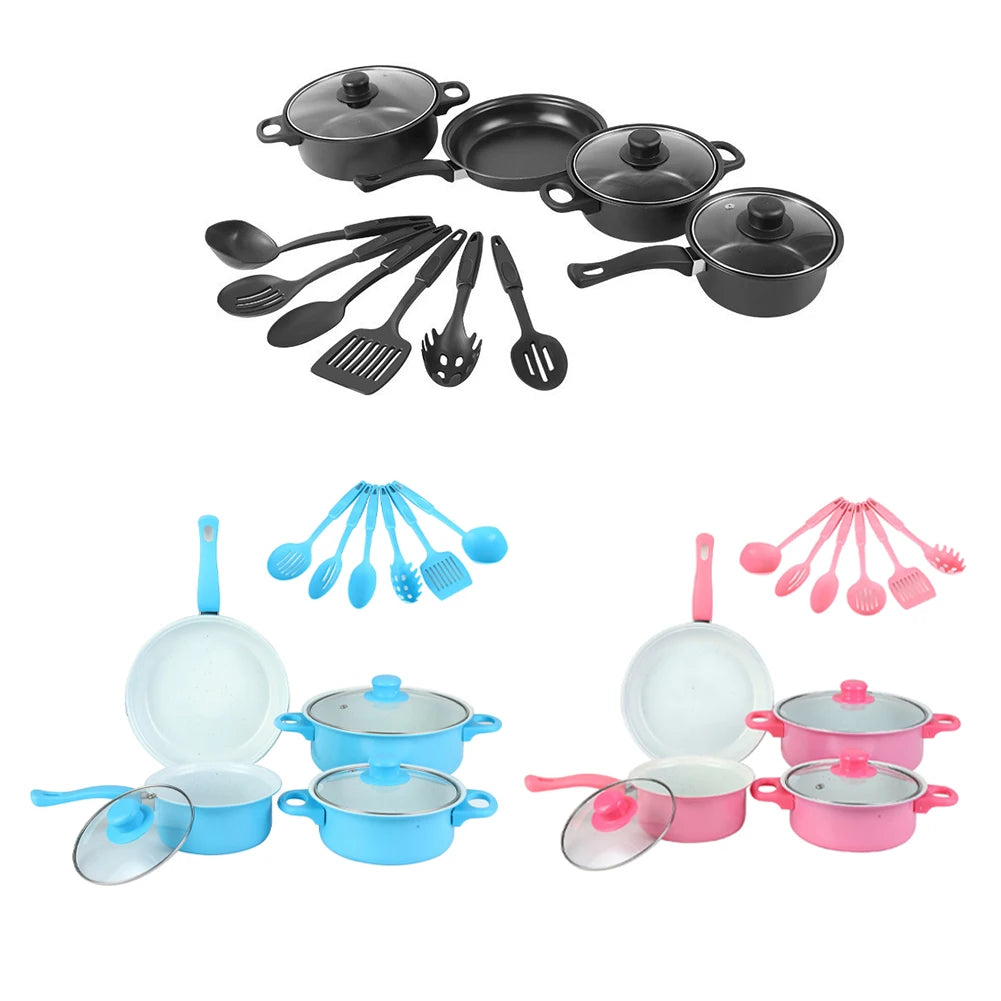 12Pcs Non Stick Cookware Set Cooking Pot with Lid Deep Frying Pan Milk Pot Maifan Stone Frying Pan for All Types of Cooker
