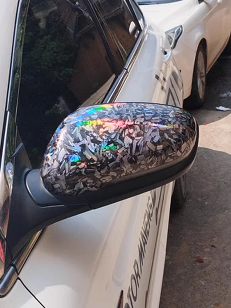 Glossy Laser Forged Carbon Fiber Vinyl Wrap Self-Adhesive Car Sticker Waterproof for Automotive Styling Interior Decoration Film