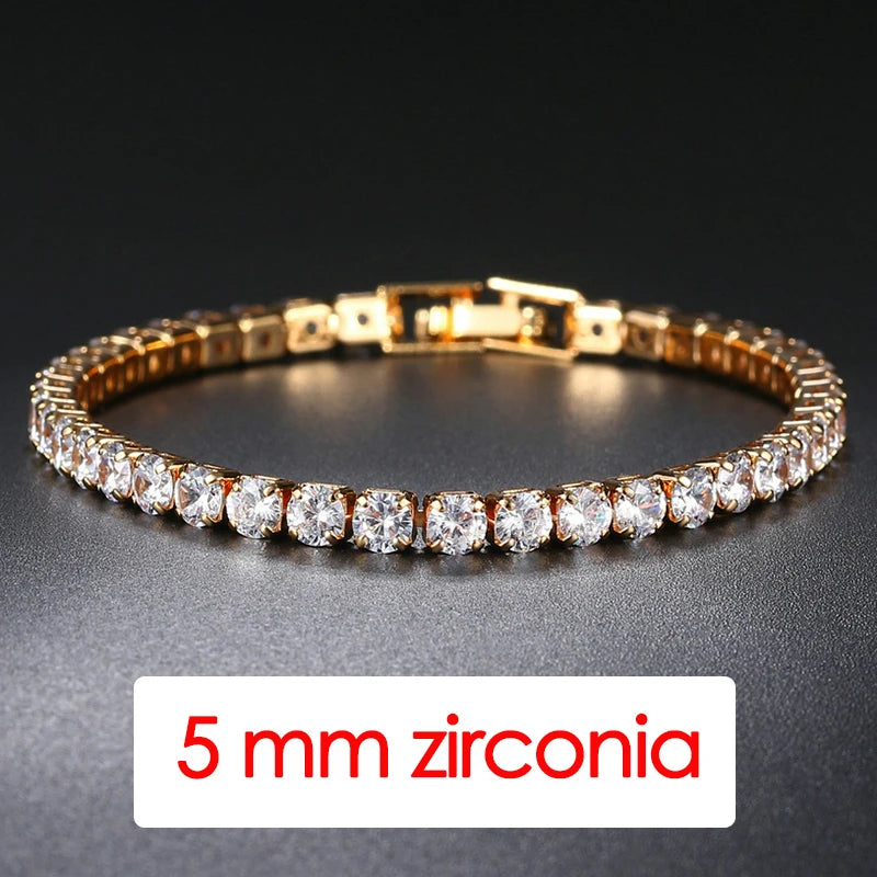 Hip Hop Iced Out 3/4/5mm Crystal Tennis Bracelet for Men Homme Punk Zirconia Women's Chain on Hand Streetwear Trendy Jewelry