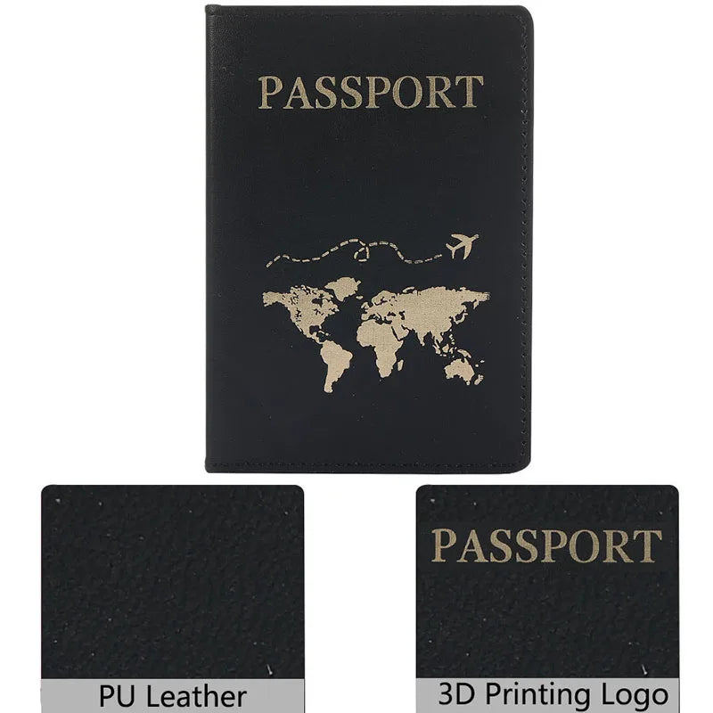 Lover The World Map Passport Cover Hot Stamping Simple Plane Women Men Travel Passport  Case Holder Fashion Wedding Gift
