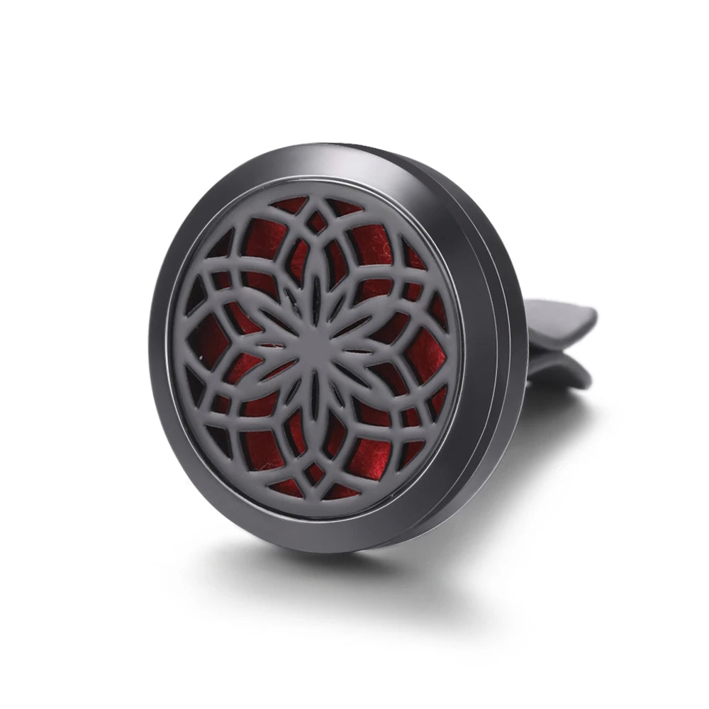 New Car Air Freshener Diffuser Clip Black Hollow Pattern Aromatherapy Lockets Essential Oil Perfume Pendant Car Ornaments Gift