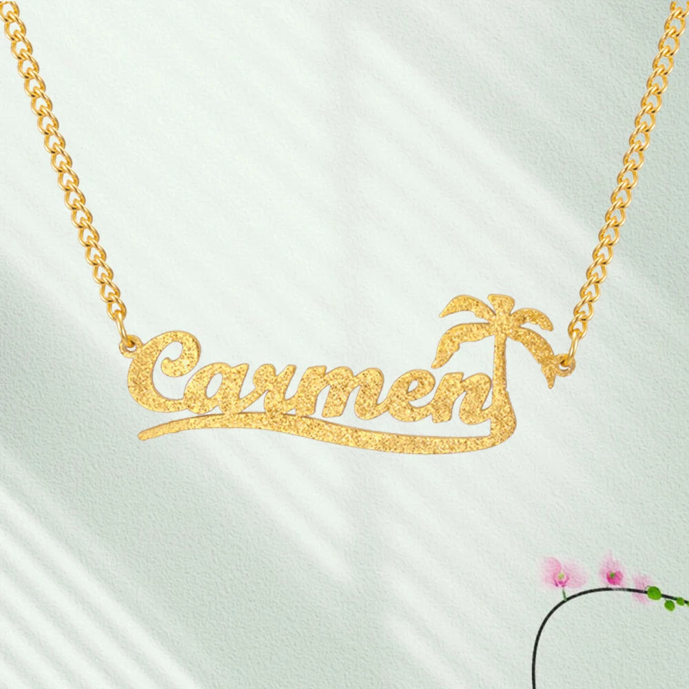 My Shape Custom Name Sparkling Necklaces Stainless Steel Customized Bling Frosted Pendants Personalized Name Chain Jewelry Gifts