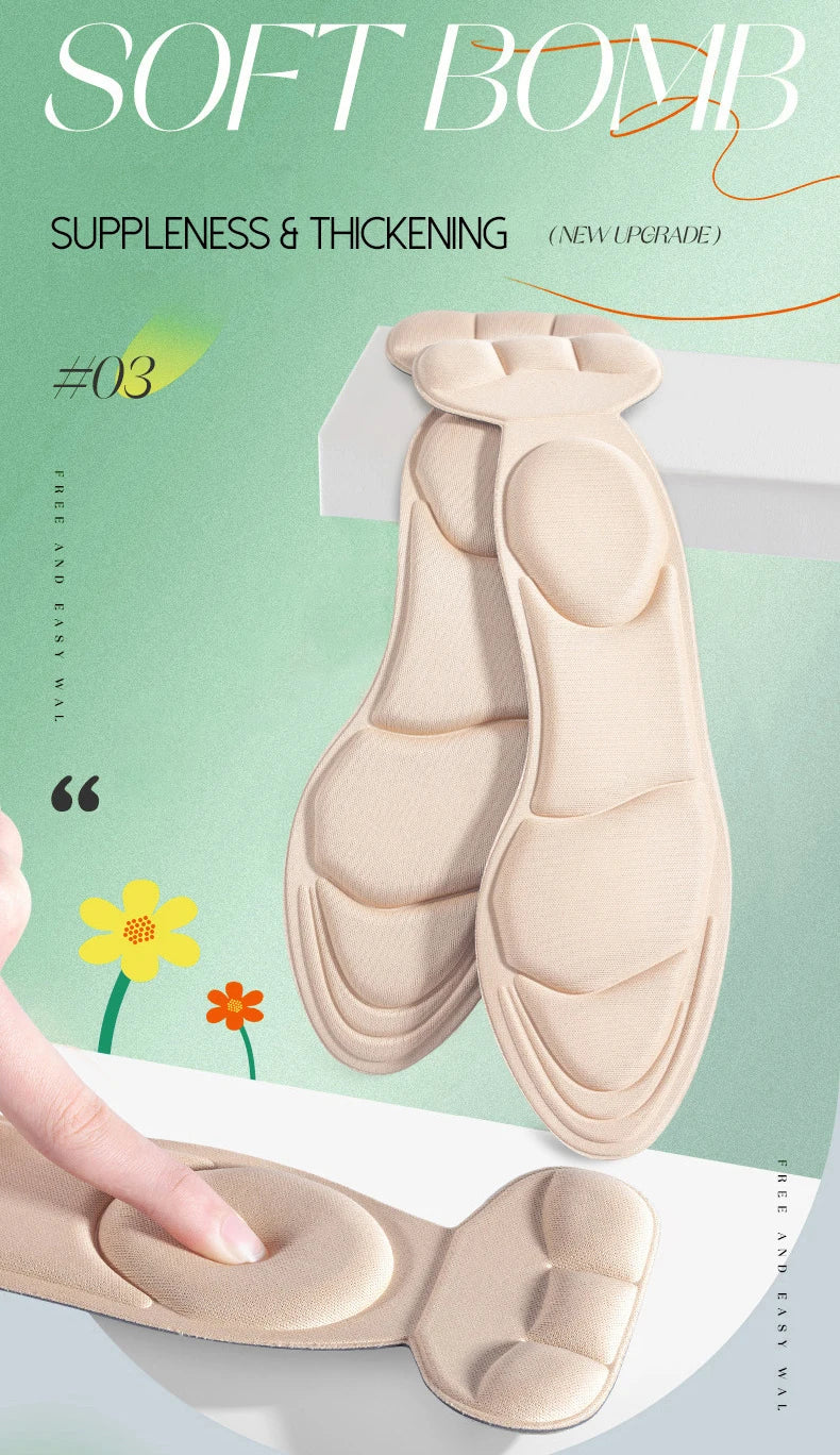 Memory Foam Insoles Women High-heel Shoes Insoles Anti-slip Cutable Insole Comfort Breathable Heel Protection Massage Shoe Pads