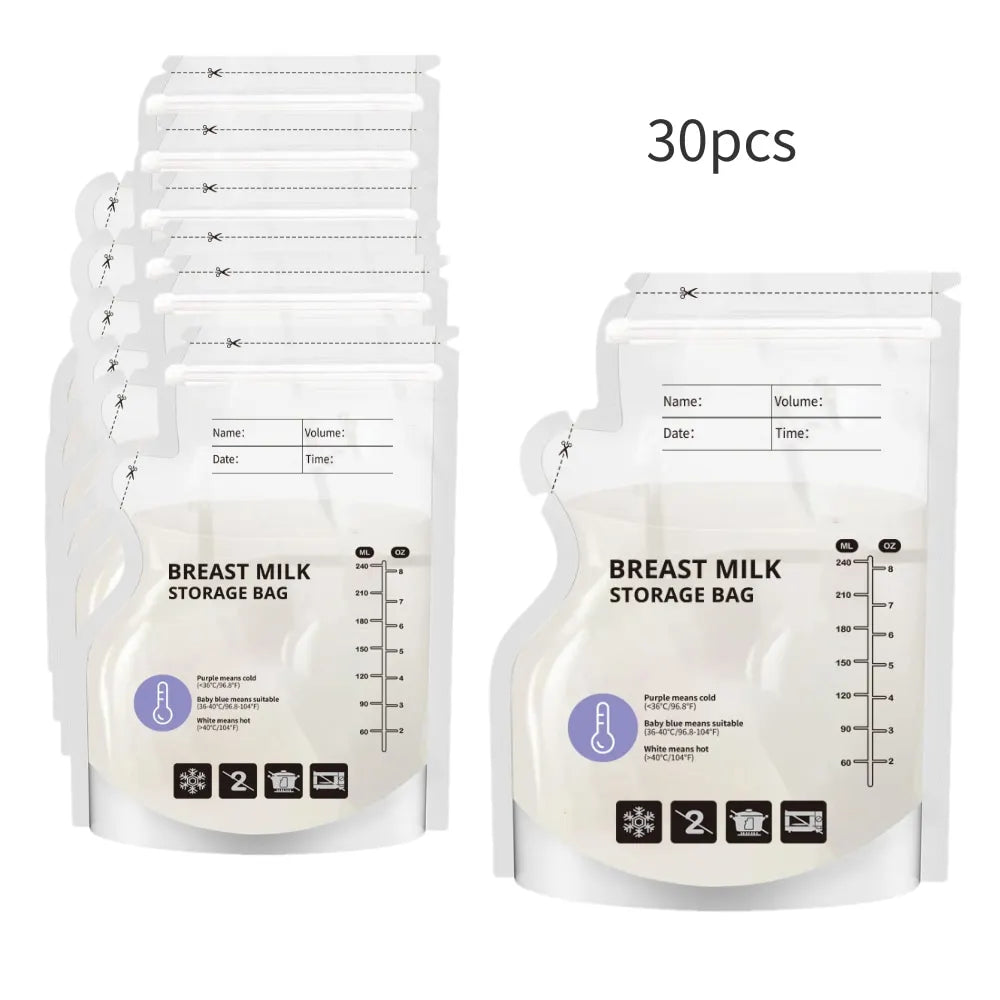 60pcs/30pcs Breast Milk Storage Bags Sterilized Leak Proof Pouches Disposable Breastmilk Storage Freezing Temperature Indicator