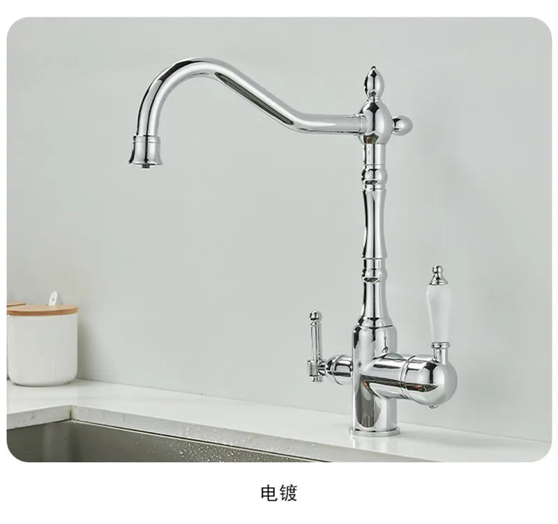 Antique Waterfilter Tap Kitchen Faucet Gold Mixer Drinking Kitchen Purify Faucet Kitchen Sink Tap Water Tap Crane For Kitchen