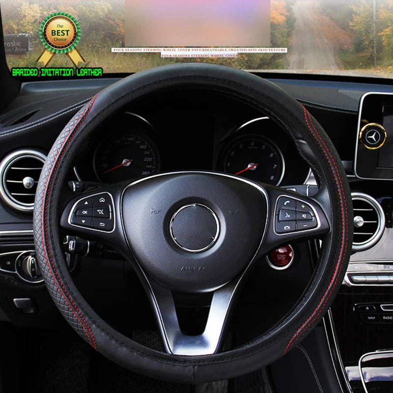 37/38cm Automobile universal steering wheel cover non-slip car steering wheel cover non-slip embossed leather Car-styling