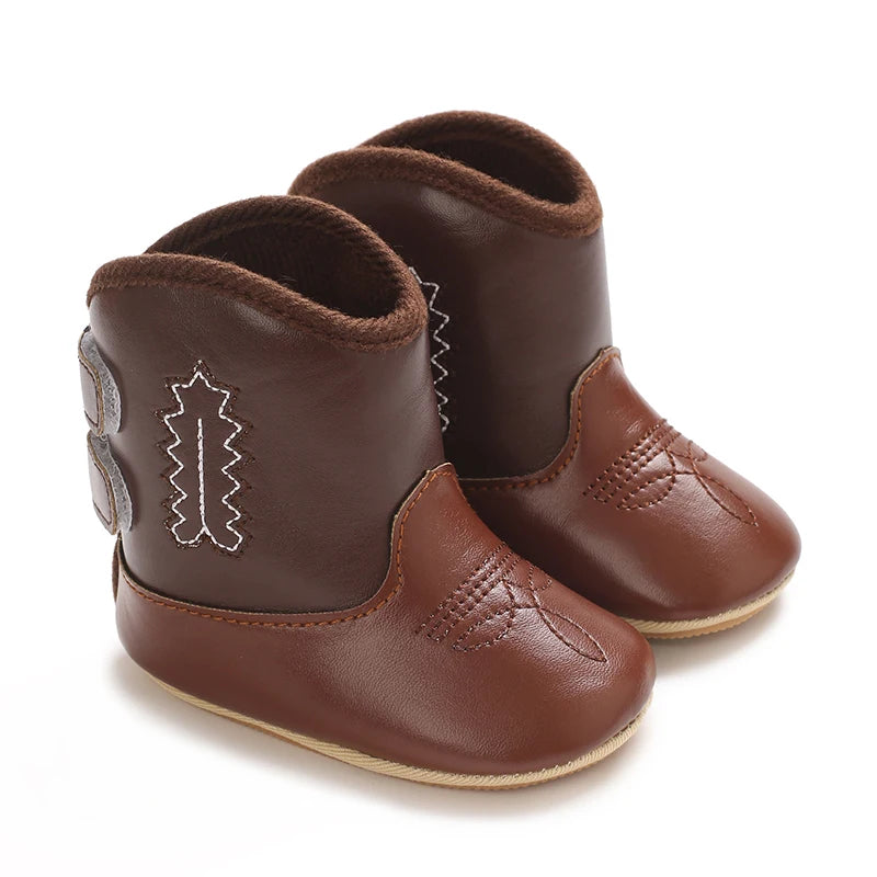 Western Cowboy Princess Baby Boots 0-18M Infant Pre-Walker Shoes Soft Sole Embroidered Footwear for Newborn Girls