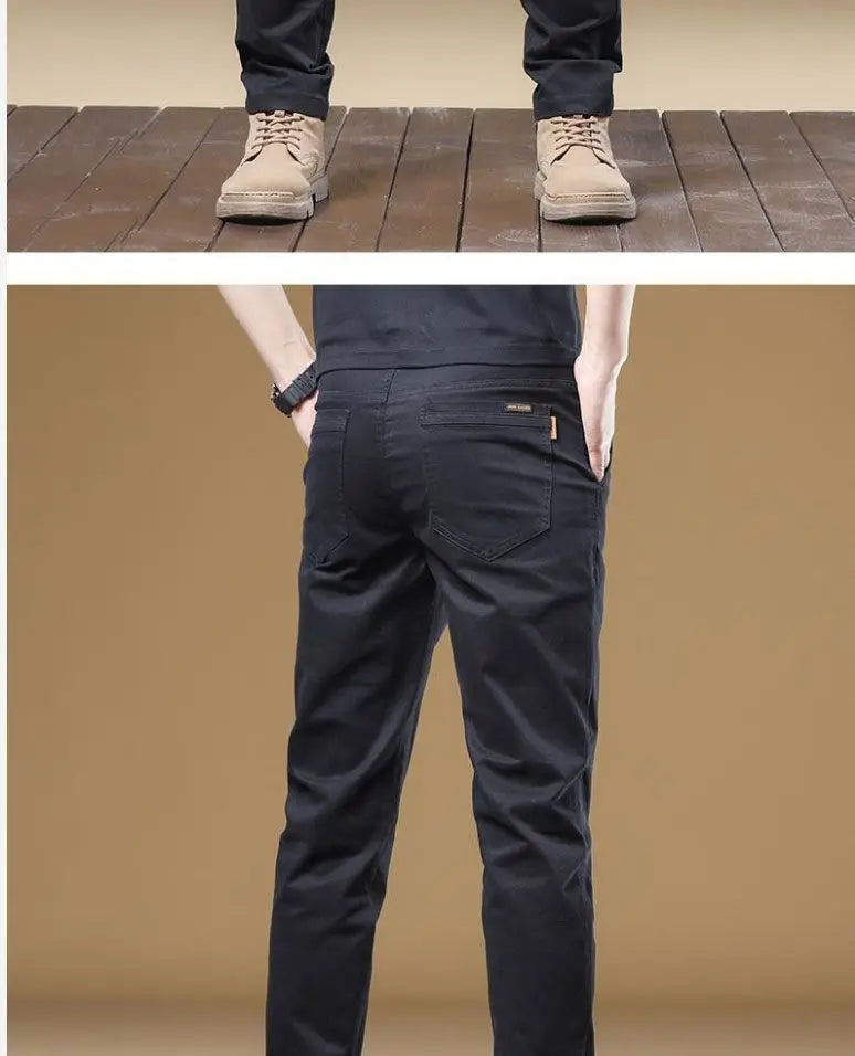 2026 Summer Thin Cotton Men's Casual Pants Trendy Versatile Elastic Light Business Trousers Work Formal Slim Straight Pants