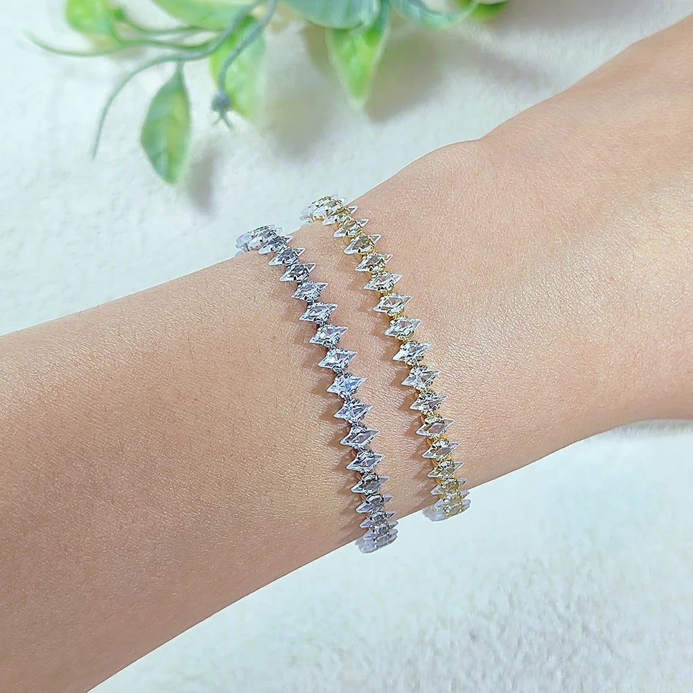 Luxury Dainty Tennis Bracelet for Women Silver Color Sparkling Cubic Zircon Stackable Chain Crystal Banquet Wedding Jewelry H085