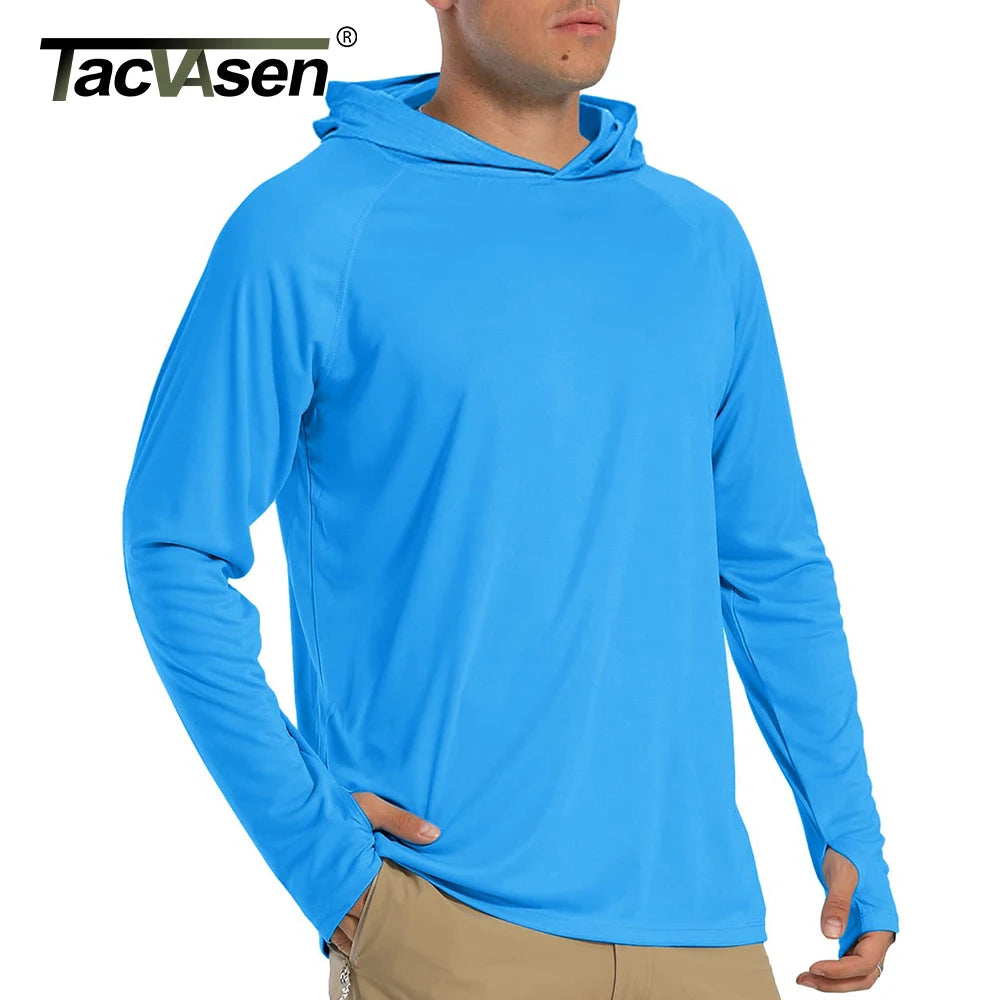 TACVASEN Sun Protection T-Shirts Mens Long Sleeve Hoodie Casual UV-Proof T-Shirts Breathable Lightweight Quick Dry T shirts Male