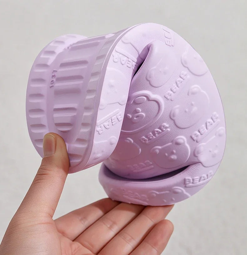 Couple Printting Cute Bear Women Slippers Summer Indoor Soft Cartoon Sandals Bathroom Anti-slip Outdoor Comfy Men Leisure Shoes