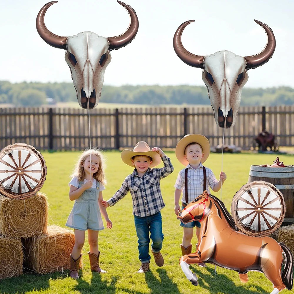 Western Cowboy Theme Party Decoration Foil Horse Balloon Horse Boots Hat Wheel Balloons Cowboys Cowgirls Birthday Party Supplies