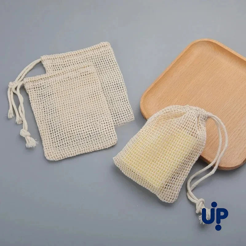 Eco-Friendly Handmade Natural Cotton Soap Saver Bag Mesh Soap Pouch for Body Cleansing And Skincare