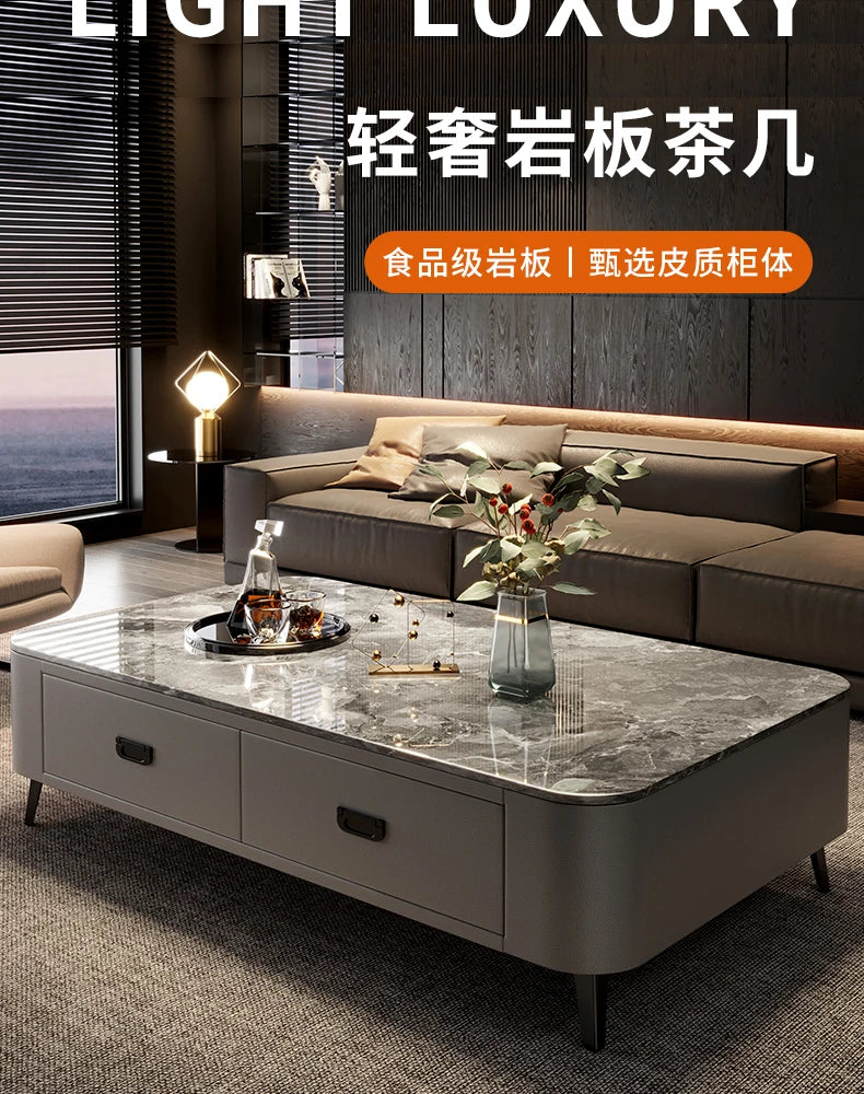 Luxury Marble Effect Coffee Tables Modern Design Square Storage Coffee Tables Minimalist Aesthetic Stolik Kawowy Home Furniture