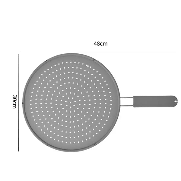 HTMCK Heat-Resistant Silicone Kitchen Splatter Screen Frying Pan Lid with Handle Oil Splash Guard Drain Board Cover