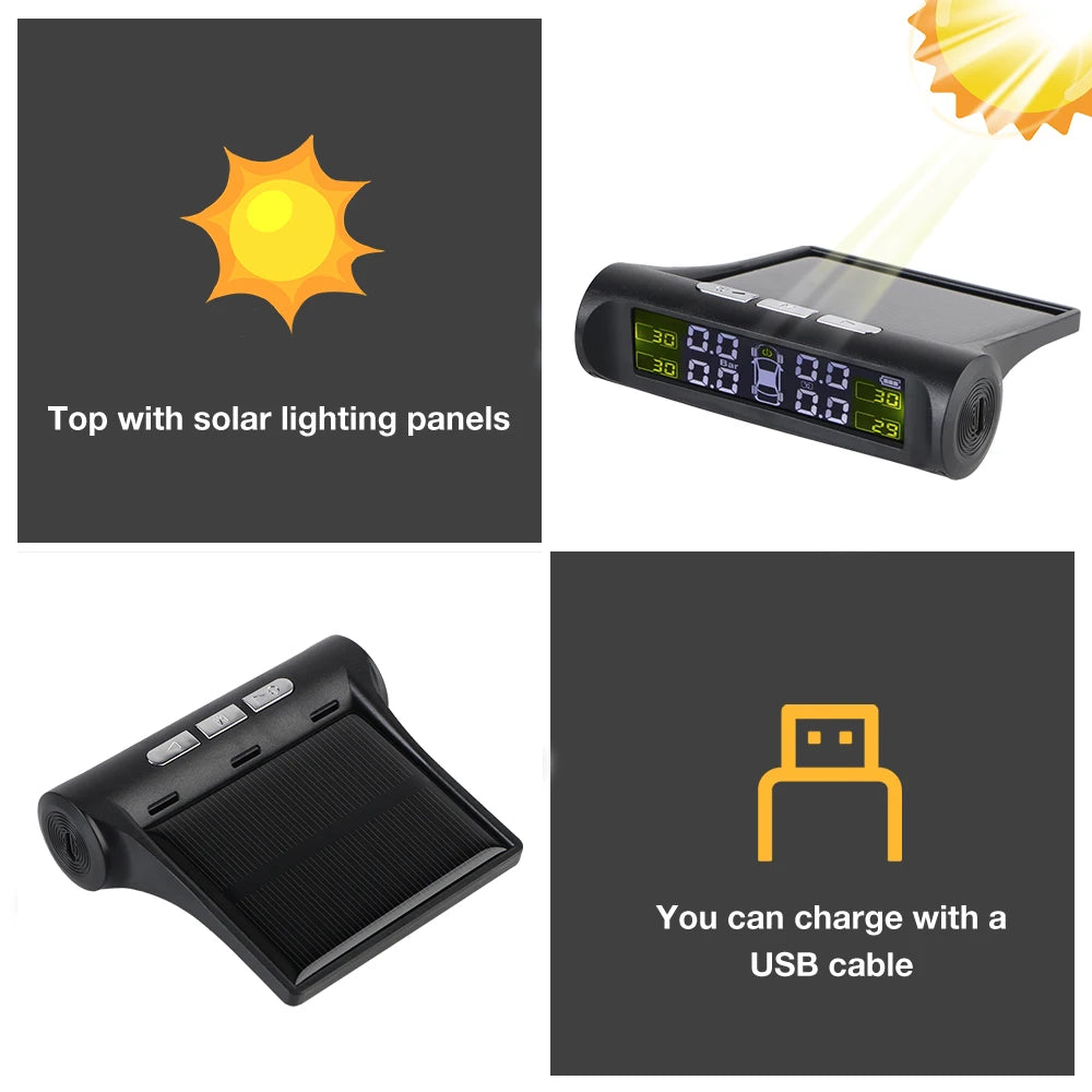 Car Tire Pressure Monitoring System Car Tyre Pressure Monitor Tyre Pressure Alarm 4 External Sensors