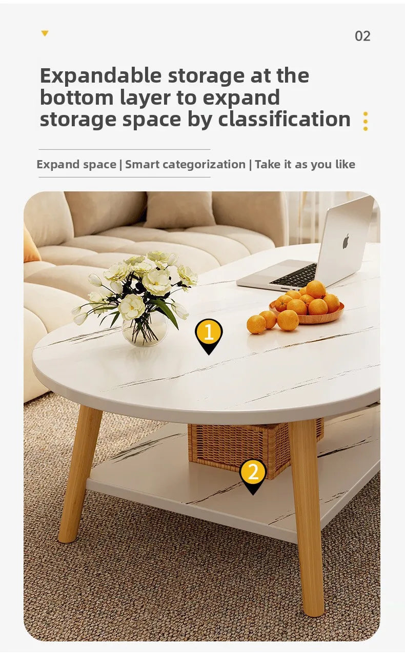 Coffee table living room small apartment multi-functional small tea table Nordic simple homestay double-layer small table