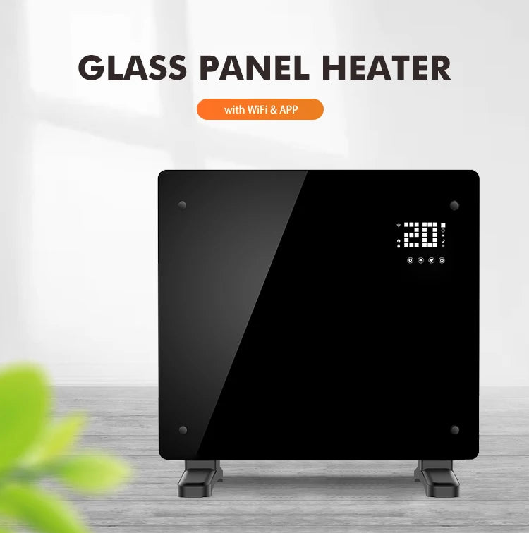 Home Bathroom Glass Convector Electric Wall Heater with Wifi App Control