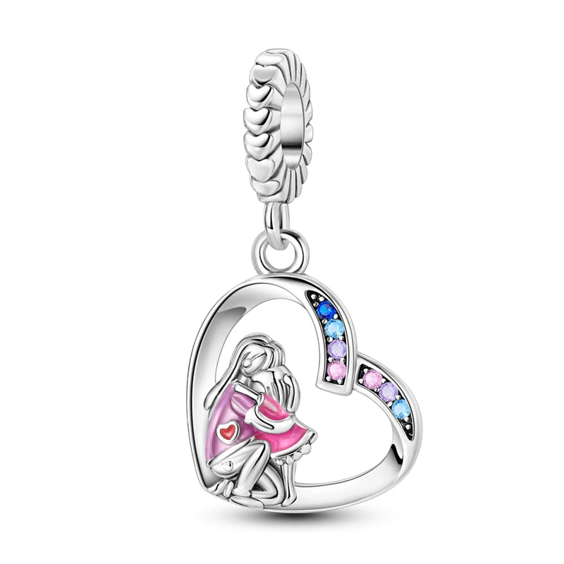 MULA Pink 925 Sterling Silver Charms Pendant Perfume Dreamcatcher Heart Love Beaded Fit Original Bracelet Women DIY Jewelry Gift