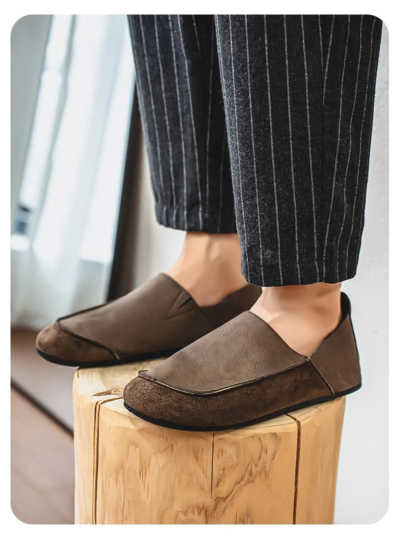 Man Loafers Outdoor Walking Fashion Mens Casual Shoes Soft Leather Comfort Half Slippers Breathable Lazy Driving Shoes Moccasins