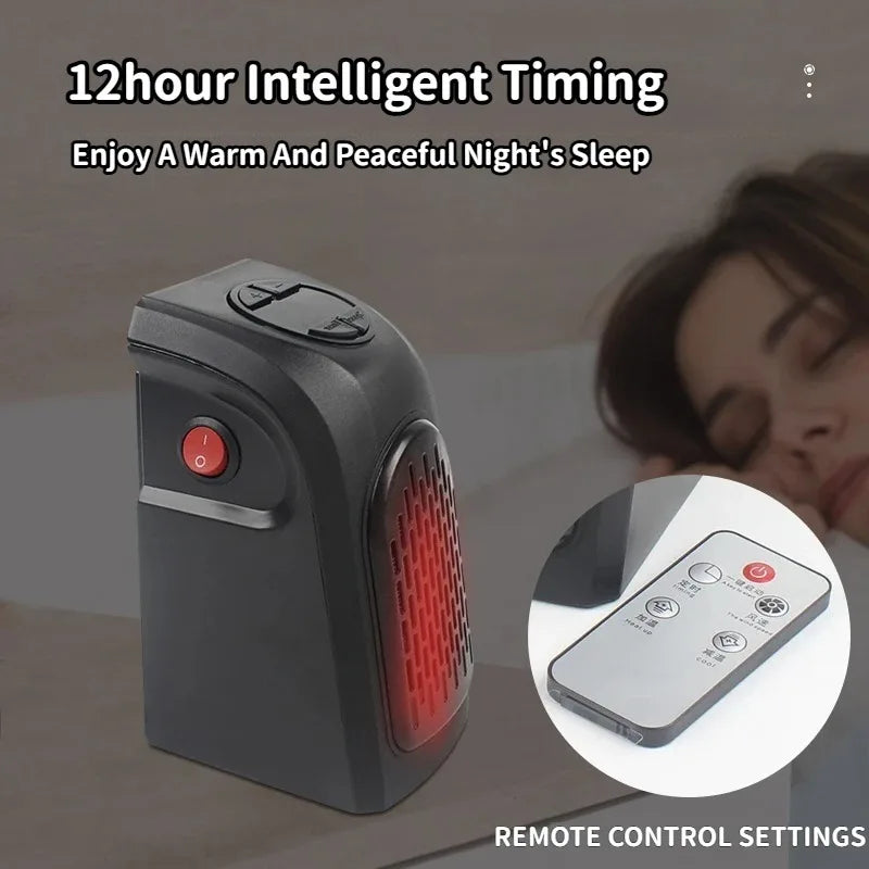 Portable Electric Heater for Rooms, Plug-In Wall Mini Radiator Fan Warmer, Compact Home Heating Appliance