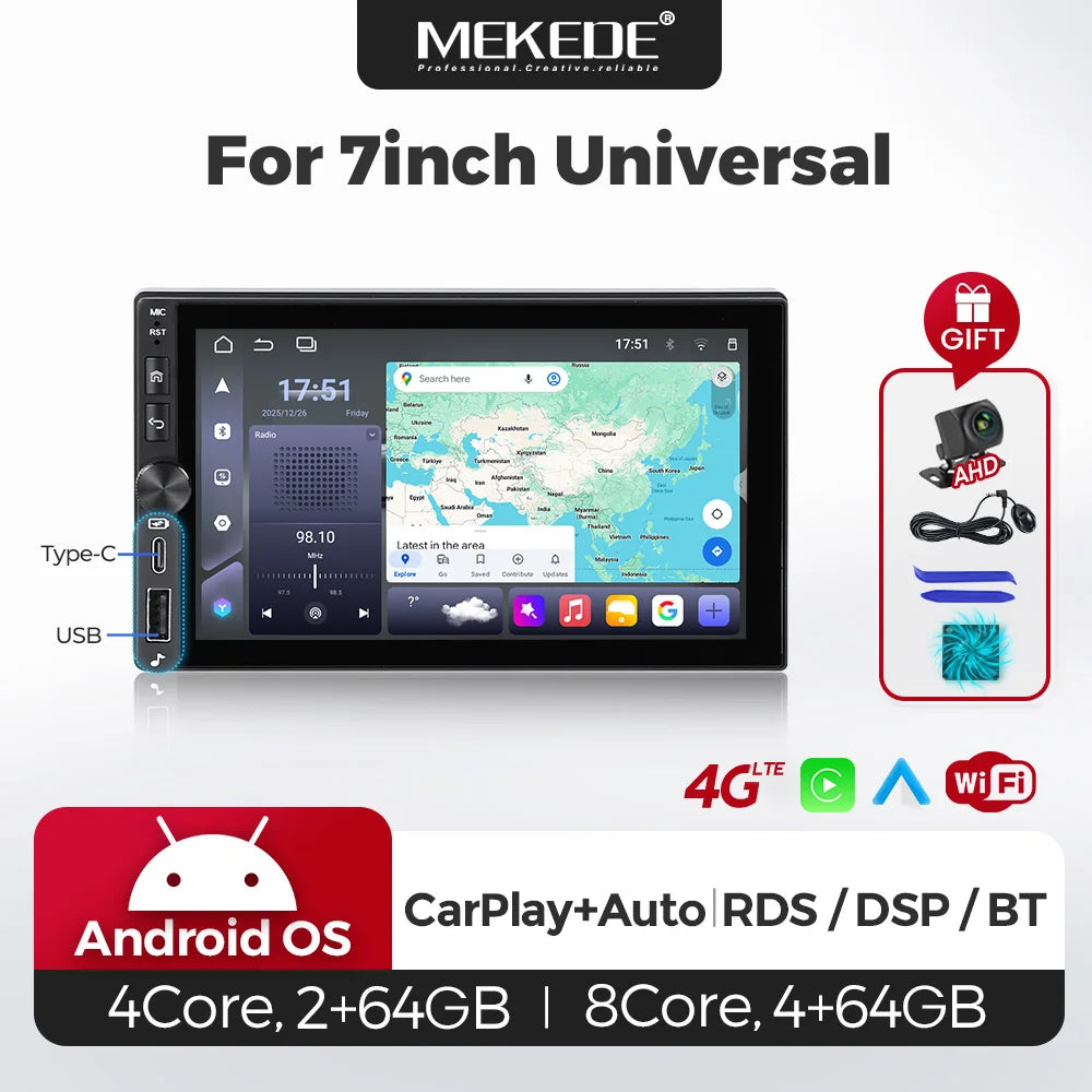 Universal 2DIN 7 Inch Car Multimedia Video Player CarPlay Android Auto Touch Screen FM Autoradio USB Knob Radio Stereo Head Unit