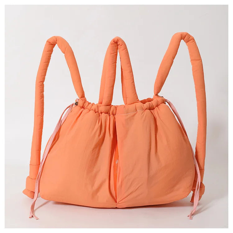 Casual nylon padded tote bag designer soft puffer women shoulder crossbody bags Simple Vintage large capacity handbags 2026