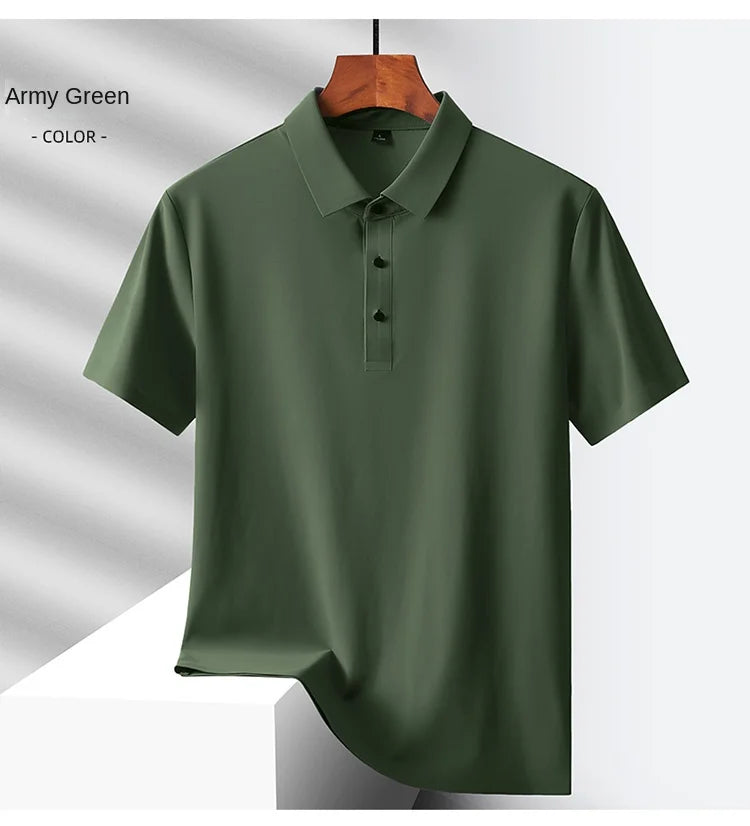 Selected popular nylon fabric, dad's summer clothing, middle-aged men's short sleeved T-shirt, summer ice silk quick drying, mid