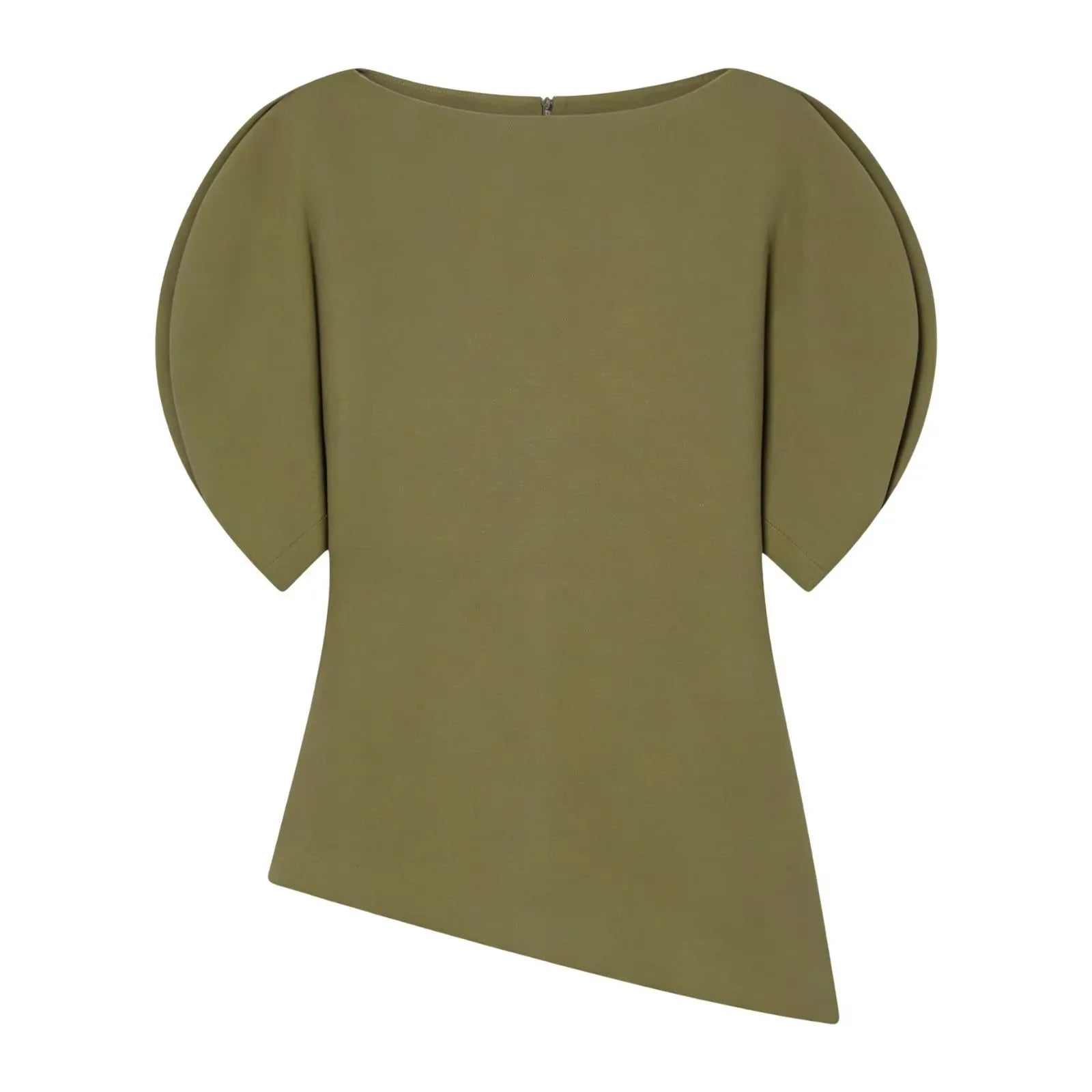 HH Women Elegant Solid Puff Sleeve Blouse Asymmetrical Hem O Neck T-Shirts 2026 Spring Fashion Female Streetwear Y2K Tops