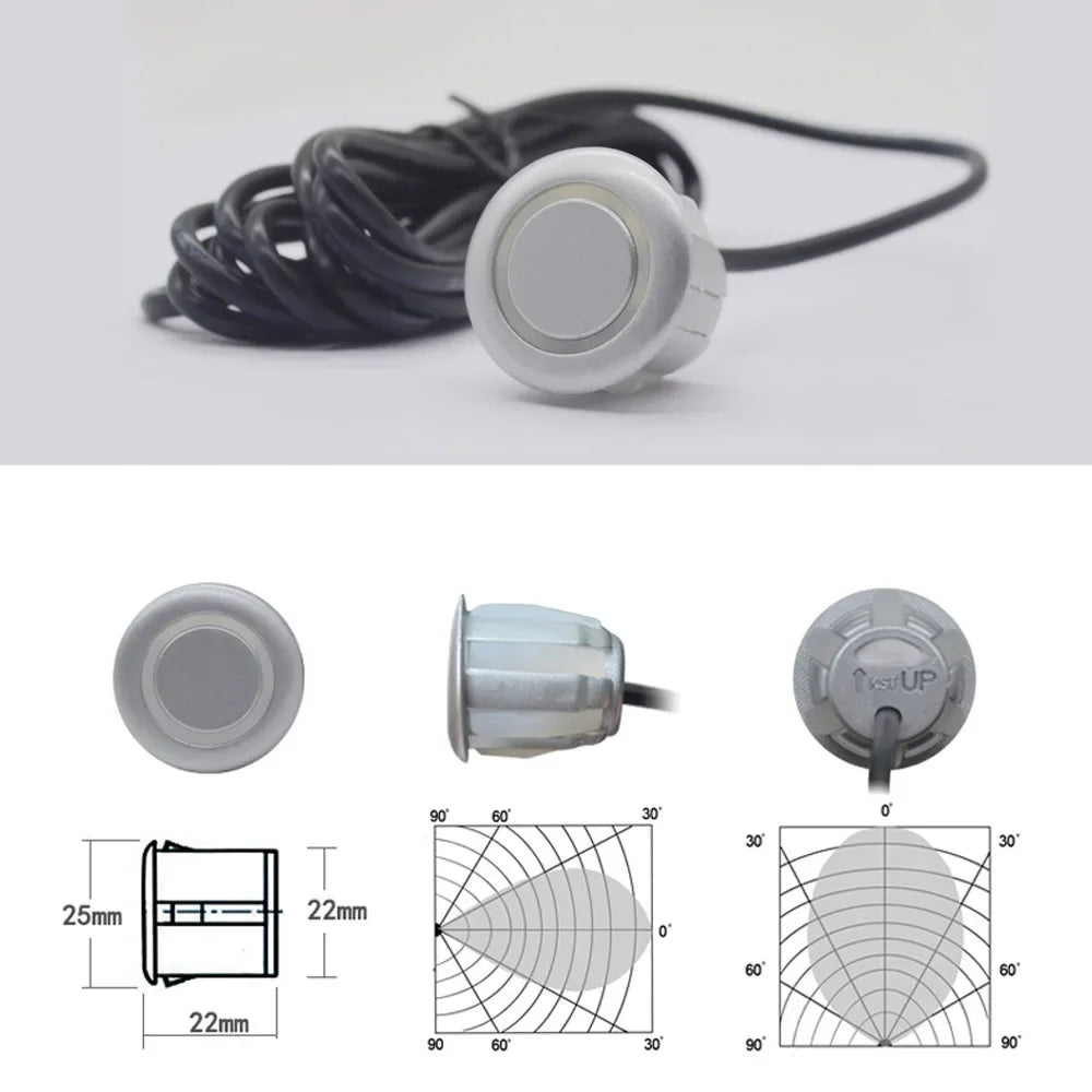 8 Parktronic Parking Sensors Kit Reversing Front and Rear Car Backup Radar Detector Backing Assistance Sound Aler AID