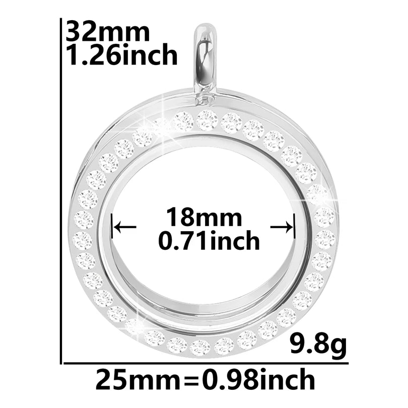 1Pc Punk Heart Round Memory Reliquary Photo Medaillon Pendant Glass Geometric Cremation Ashes Floating Locket кулон Jewelry
