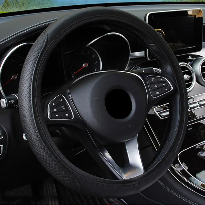 37/38cm Automobile universal steering wheel cover non-slip car steering wheel cover non-slip embossed leather Car-styling