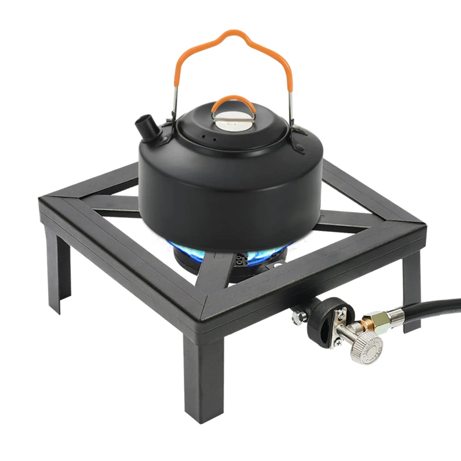 Outdoor Gas Stove Propane Cooker with Adjustable 0-10PSI，8000W Black Camping Portable Single Burner Stove