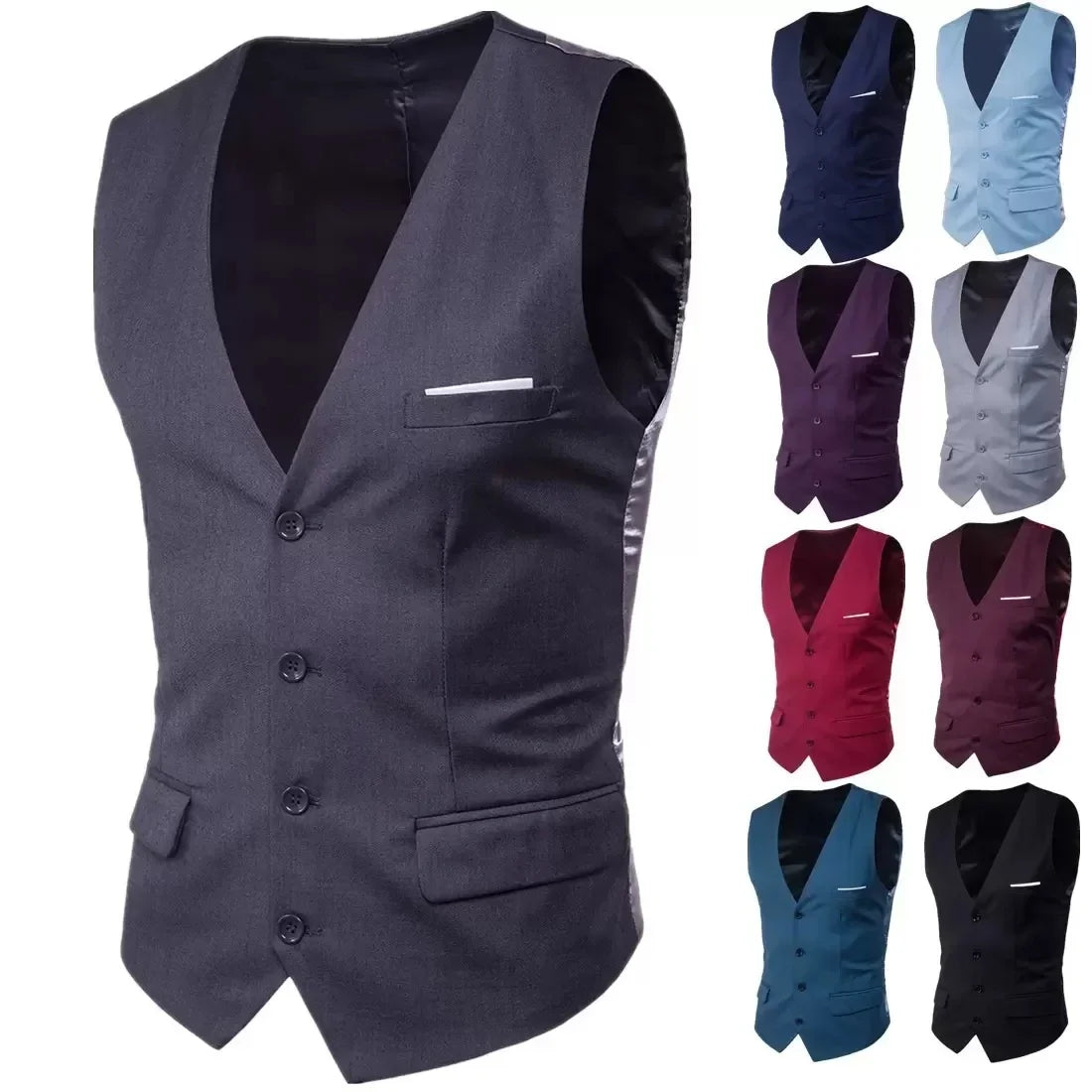 High Quality Men Suit Vest Waistcoat Business Casual Slim Groom Groomsman Wedding Men's Dress Blazer Vests Formal Party Dress