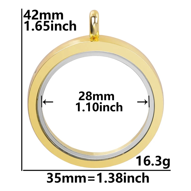 1Pc Punk Heart Round Memory Reliquary Photo Medaillon Pendant Glass Geometric Cremation Ashes Floating Locket кулон Jewelry