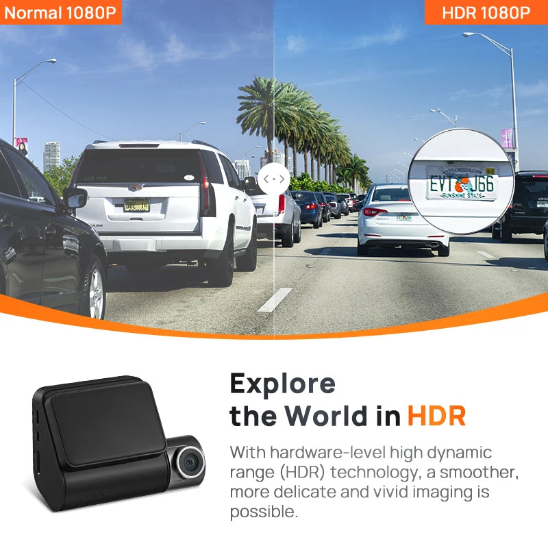 Global 70mai Dash Cam A200 Dual-channel Record 1080P HDR 2'' IPS Screen 24H Parking Monitor Car DVR 70mai A200 WIFI APP 130° FOV