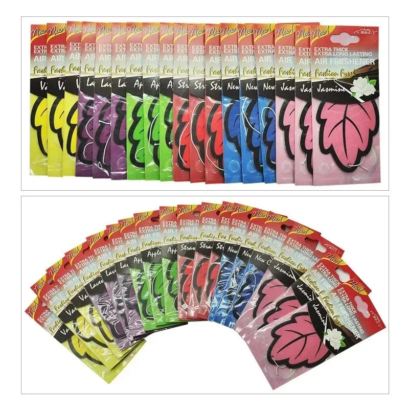 6PCS Car Air Freshener Natural Scented Tea Paper Auto Hanging Vanilla Perfume Fragrance Leaf Shape Car Accessories Interior