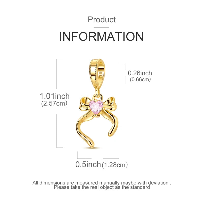 Hot Sales 925 Sterling Silver Golden Series Charms Beads Cross Devil's Eye Bow Charms Pendant Fit Original Bracelet DIY Jewelry