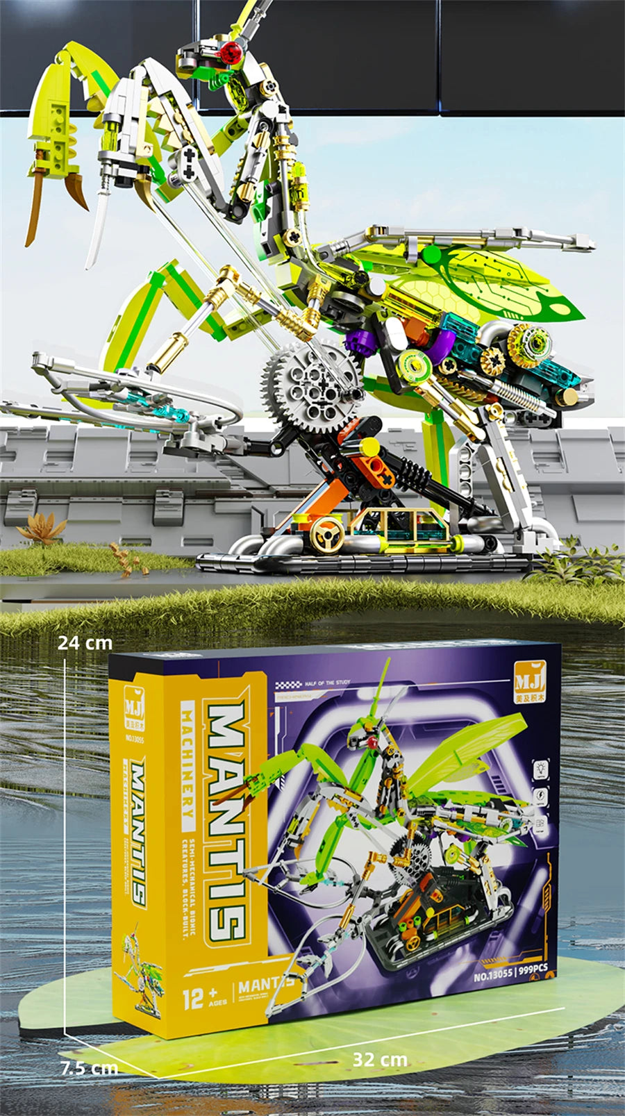 MOC Creative Mechanical Mantis Building Blocks Set  Insect Power Moto Model Kit DIY Assembly Bricks Toys Kids Birthday Gift