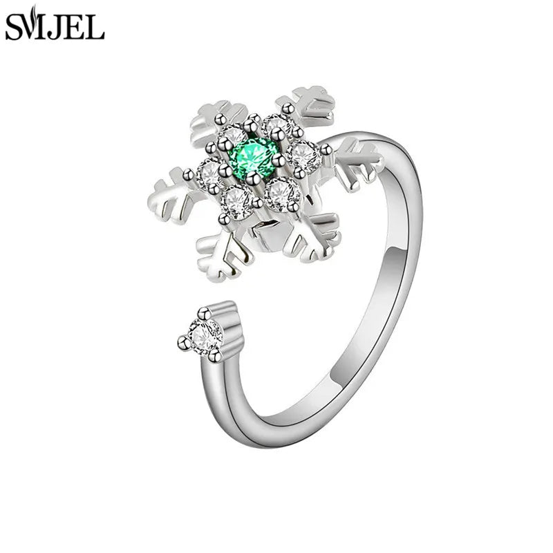 Ethnic Fashion Daisy Flower Anxiety Ring Adjustable Women Girls Worry Stress Relief Jewelry Spinning Fidget Rings Party Gifts